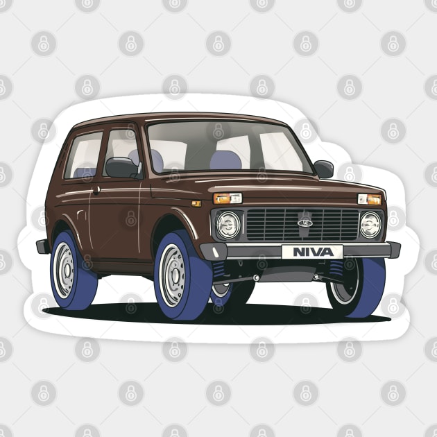 LADA Niva 4X4 in Terra Brown Sticker by Webazoot